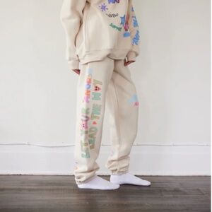 Cream Graphic Joggers